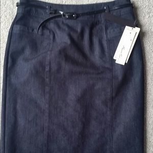 Kenneth Cole Dark Denim Skirt with Belt - New